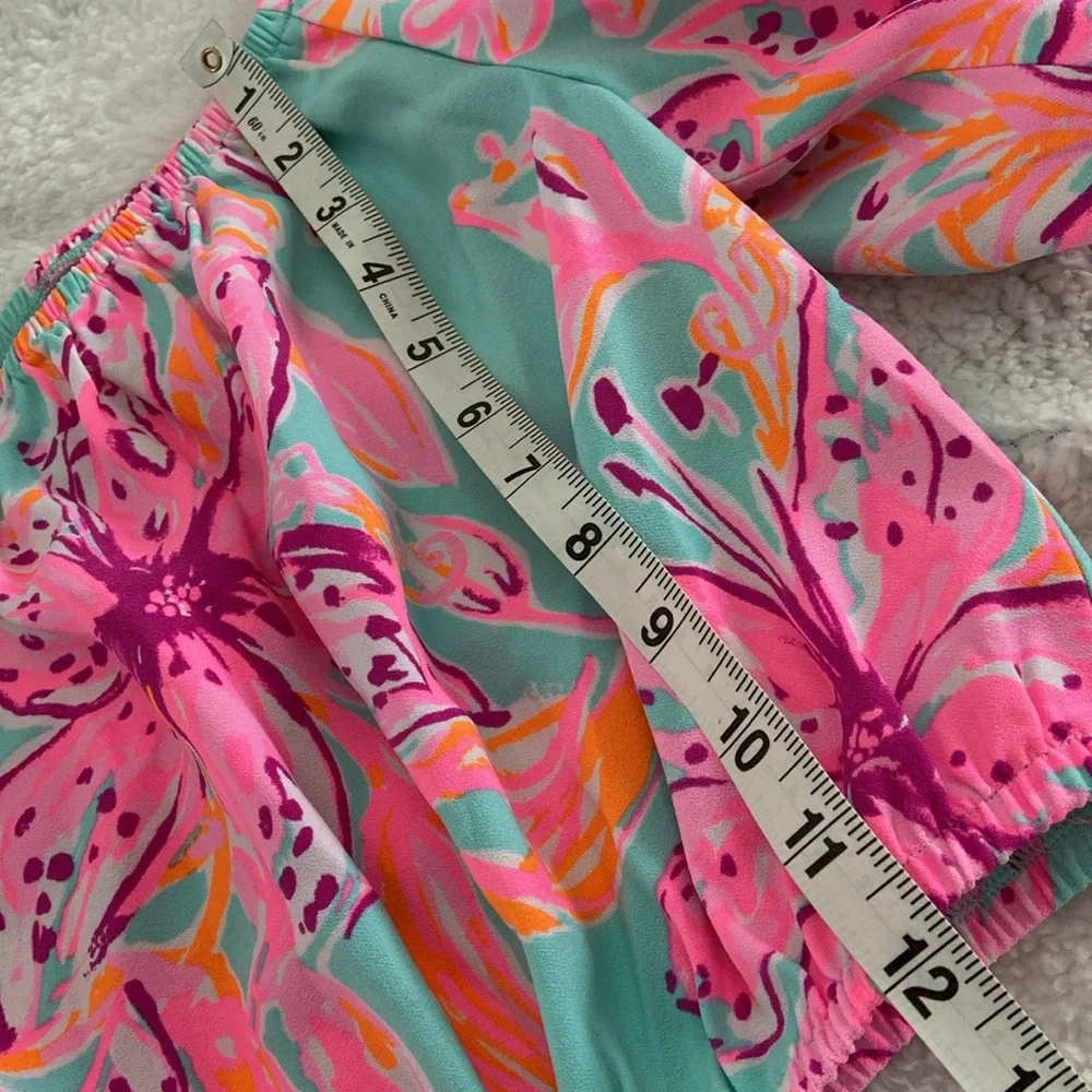 Floral Off-Shoulder Two-Piece Outfit Set Dress in Turquoise and Pink - Picture 13 of 14